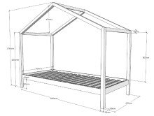 Hausbett >DALLAS< in Natur aus Massive Kiefer - 210x170x97cm (BxHxT)