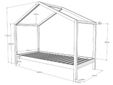 Hausbett >DALLAS< in Weiß aus Massive Kiefer - 210x170x97cm (BxHxT)