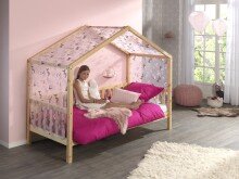 Hausbett >DALLAS< in Natur aus Massive Kiefer - 210x170x97cm (BxHxT)