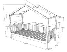 Hausbett >DALLAS< in Weiß aus Massive Kiefer - 210x170x97cm (BxHxT)