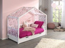 Hausbett >DALLAS< in Weiß aus Massive Kiefer - 210x170x97cm (BxHxT)