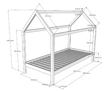 Hausbett >DALLAS< in Weiß aus Massive Kiefer - 208x158,5x98cm (BxHxT)