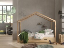 Hausbett >DALLAS< in Natur aus Massive Kiefer - 210x170x97cm (BxHxT)