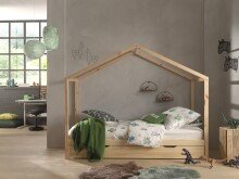 Hausbett >DALLAS< in Natur aus Massive Kiefer - 210x170x97cm (BxHxT)