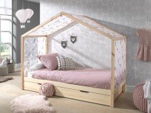 Hausbett >DALLAS< in Natur aus Massive Kiefer - 210x170x97cm (BxHxT)