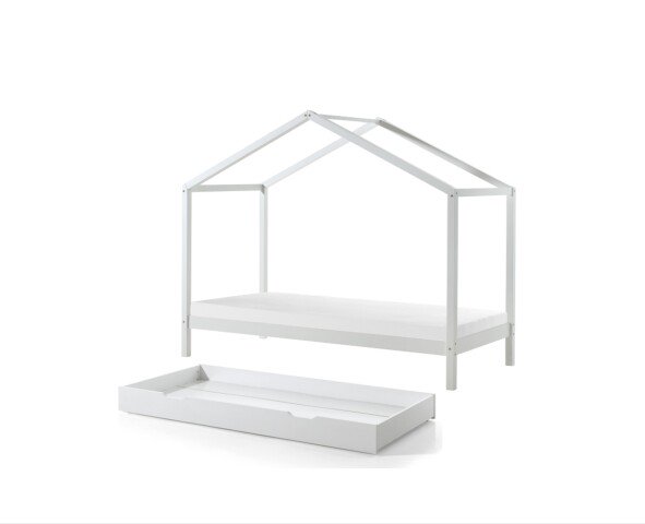 Hausbett >DALLAS< in Weiß aus Massive Kiefer - 210x170x97cm (BxHxT)