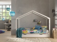 Hausbett >DALLAS< in Weiß aus Massive Kiefer - 210x170x97cm (BxHxT)