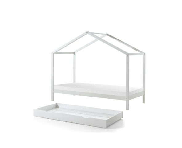 Hausbett >DALLAS< in Weiß aus Massive Kiefer - 210x170x97cm (BxHxT)