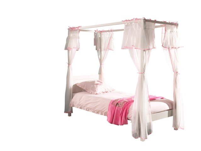 Himmelbett >PINO< in Weiß aus Skandinavische Kiefer und MDF - 208x191x98 (BxHxT)