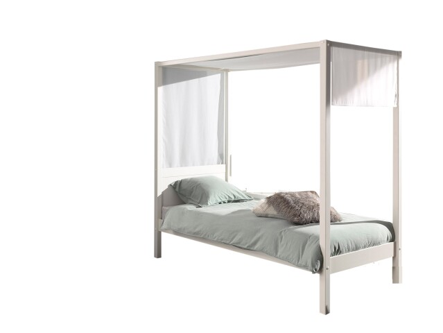 Himmelbett >PINO< in Weiß aus Skandinavische Kiefer und MDF - 208x191x98 (BxHxT)
