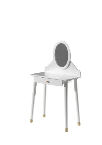 Schminktisch >BILLY< in Satin Weiß aus Massiv Kiefer und MDF - 70x129x40 (BxHxT)
