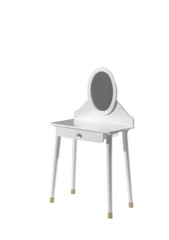 Schminktisch >BILLY< in Satin Weiß aus Massiv Kiefer und MDF - 70x129x40 (BxHxT)