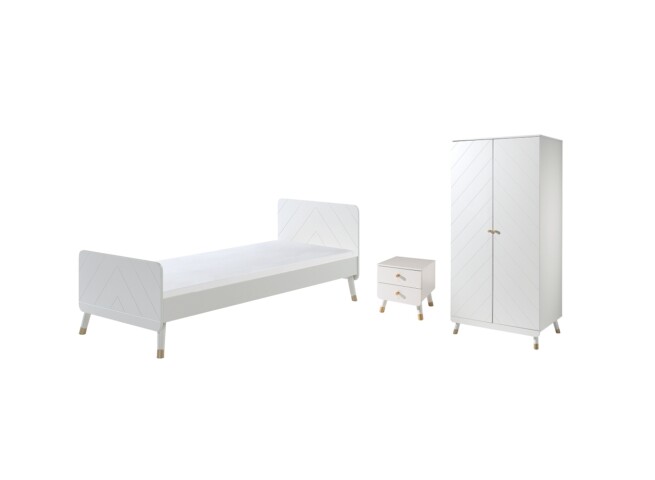 Jugendzimmer-Set >BILLY< in Satin Weiß aus Massiv Kiefer und MDF