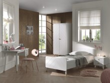 Jugendzimmer-Set >BILLY< in Satin Weiß aus Massiv Kiefer und MDF