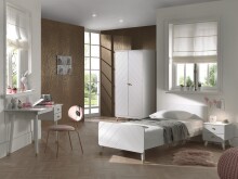 Jugendzimmer-Set >BILLY< in Satin Weiß aus Massiv Kiefer und MDF