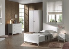 Jugendzimmer-Set >BILLY< in Satin Weiß aus Massiv Kiefer und MDF