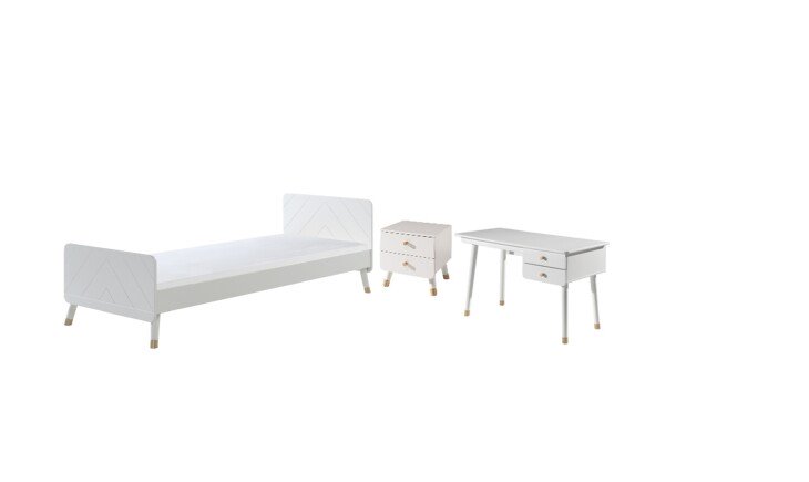 Jugendzimmer-Set >BILLY< in Satin Weiß aus Massiv Kiefer und MDF