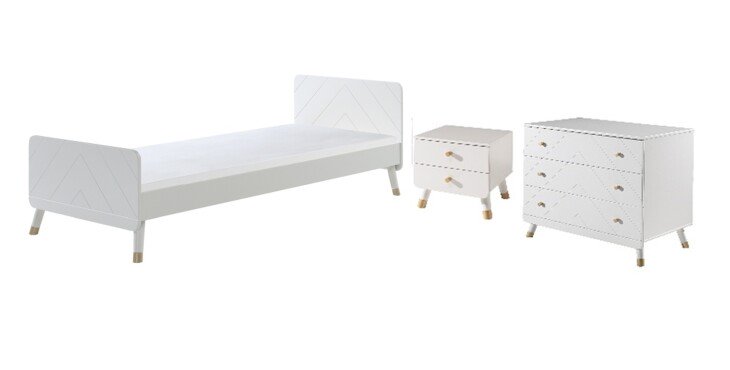Jugendzimmer-Set >BILLY< in Satin Weiß aus Massiv Kiefer und MDF