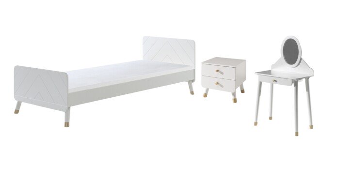 Jugendzimmer-Set >BILLY< in Satin Weiß aus Massiv Kiefer und MDF