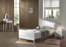 Jugendzimmer-Set >BILLY< in Satin Weiß aus Massiv Kiefer und MDF