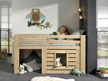 Spielbett >OLIVER< in Kiefer massiv Farbe Oak - 214,6x114,5x97,2 (BxHxT)