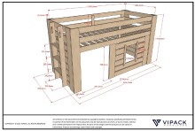 Spielbett >OLIVER< in Kiefer massiv Farbe Oak - 214,6x114,5x97,2 (BxHxT)
