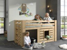 Spielbett >OLIVER< in Kiefer massiv Farbe Oak - 214,6x114,5x97,2 (BxHxT)