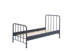 Metallbett >BRONXX< in Blau matt aus Metall - 96,5x110x206cm (BxHxT)