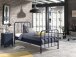 Metallbett >BRONXX< in Blau matt aus Metall - 96,5x110x206cm (BxHxT)