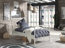 Metallbett >BRONXX< in Weiß matt aus Metall -...