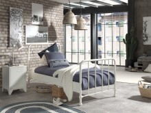 Metallbett >BRONXX< in Weiß matt aus Metall - 96,5x110x206cm (BxHxT)