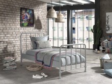 Metallbett >BRONXX< in Grau matt aus Metall -...