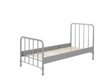 Metallbett >BRONXX< in Grau matt aus Metall - 96,5x110x206cm (BxHxT)