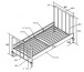 Metallbett >BRONXX< in Grau matt aus Metall - 96,5x110x206cm (BxHxT)