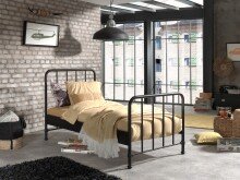 Metallbett >BRONXX< in Schwarz matt aus Metall -...