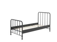 Metallbett >BRONXX< in Schwarz matt aus Metall - 96,5x110x206cm (BxHxT)