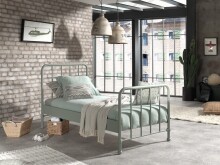 Metallbett >BRONXX< in Grün matt aus Metall -...