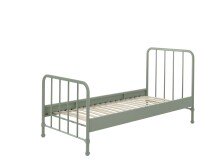 Metallbett >BRONXX< in Grün matt aus Metall - 96,5x110x206cm (BxHxT)