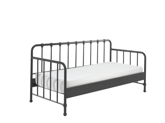 Metallbett >BRONXX< in Schwarz matt aus Metall - 96,5x110x206cm (BxHxT)