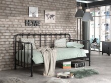 Metallbett >BRONXX< in Schwarz matt aus Metall - 96,5x110x206cm (BxHxT)