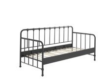 Metallbett >BRONXX< in Schwarz matt aus Metall - 96,5x110x206cm (BxHxT)