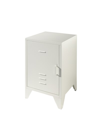 Nachtkonsole >BRONXX< in Weiß matt aus Metall - 40x60x40cm (BxHxT)