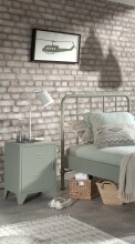 Nachtkonsole >BRONXX< in Grün matt aus Metall - 40x60x40cm (BxHxT)