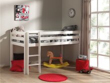 Spielbett >PINO< in Kiefer massiv weiß lackiert - 210x114x106 (BxHxT)