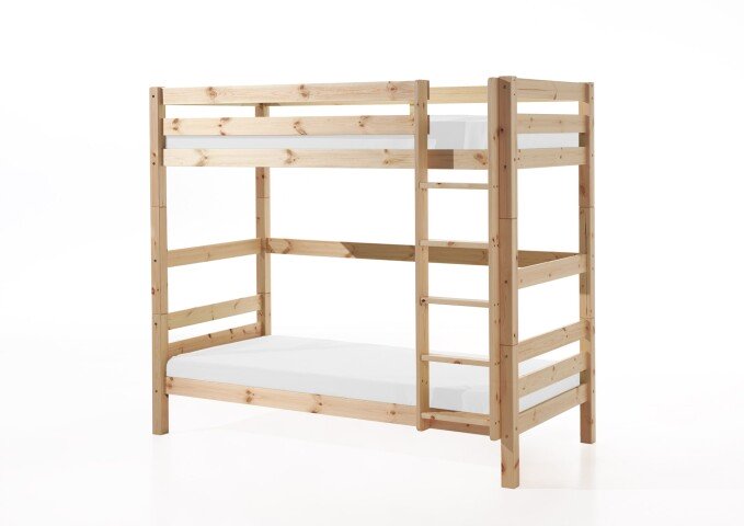 Etagenbett >PINO< in Kiefer massiv natur lackiert - 210x182x105 (BxHxT)
