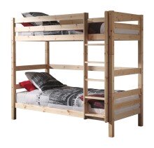 Etagenbett >PINO< in Kiefer massiv natur lackiert - 210x182x105 (BxHxT)