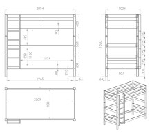 Etagenbett >PINO< in Kiefer massiv weiß lackiert - 210x182x105 (BxHxT)