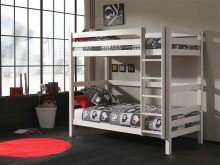Etagenbett >PINO< in Kiefer massiv weiß lackiert - 210x182x105 (BxHxT)