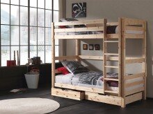 Etagenbett >PINO< in Kiefer massiv natur lackiert - 210x182x105 (BxHxT)