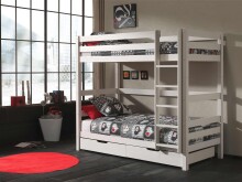 Etagenbett >PINO< in Kiefer massiv weiss lackiert - 210x182x105 (BxHxT)